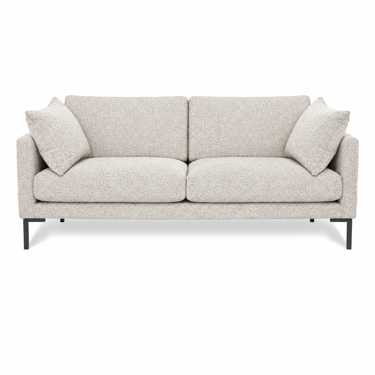 Domus Sofa (2.5-seater) — digital upholstery visualisation in NOW OR NEVER 8 BEIGE fabric; original photos retained